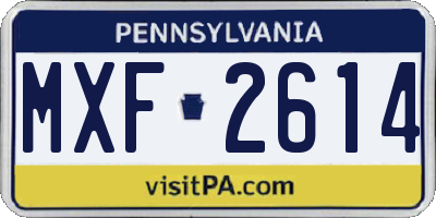 PA license plate MXF2614