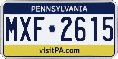 PA license plate MXF2615