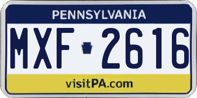 PA license plate MXF2616