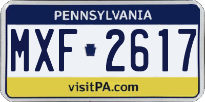 PA license plate MXF2617