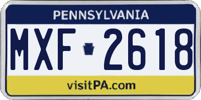 PA license plate MXF2618