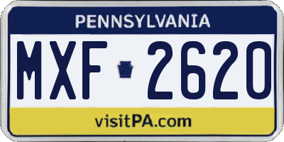 PA license plate MXF2620