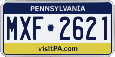 PA license plate MXF2621