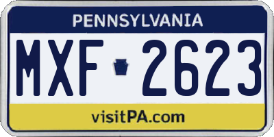 PA license plate MXF2623