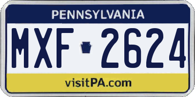 PA license plate MXF2624