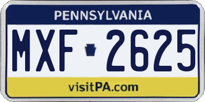 PA license plate MXF2625