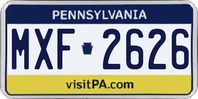 PA license plate MXF2626