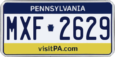 PA license plate MXF2629