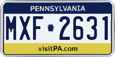 PA license plate MXF2631