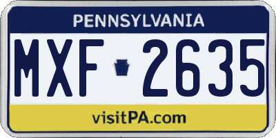 PA license plate MXF2635