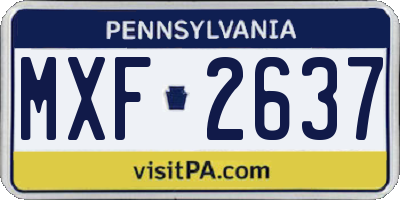 PA license plate MXF2637