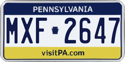 PA license plate MXF2647