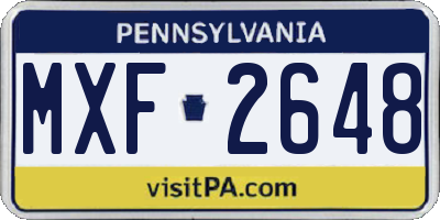 PA license plate MXF2648