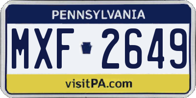 PA license plate MXF2649