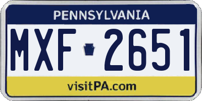 PA license plate MXF2651