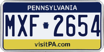 PA license plate MXF2654
