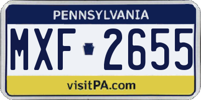 PA license plate MXF2655