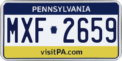 PA license plate MXF2659