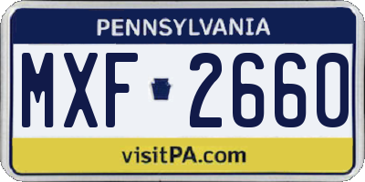 PA license plate MXF2660