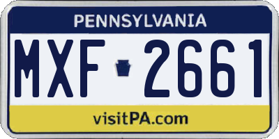 PA license plate MXF2661