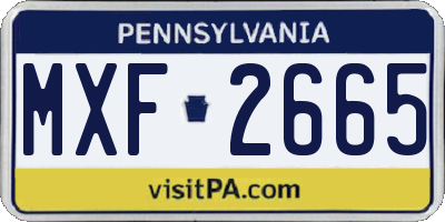 PA license plate MXF2665