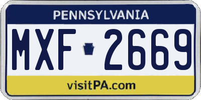 PA license plate MXF2669