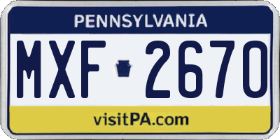PA license plate MXF2670