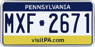 PA license plate MXF2671