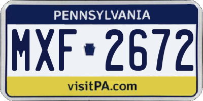 PA license plate MXF2672