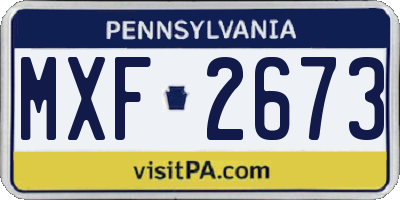 PA license plate MXF2673