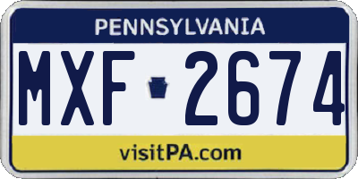 PA license plate MXF2674