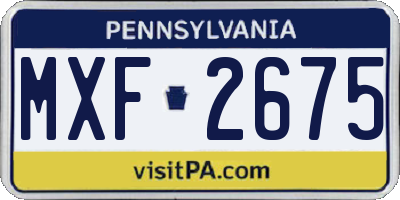 PA license plate MXF2675