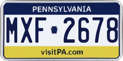 PA license plate MXF2678