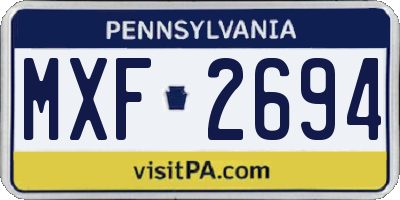 PA license plate MXF2694