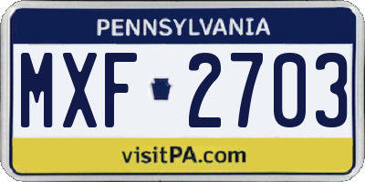 PA license plate MXF2703