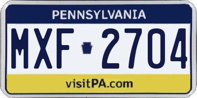 PA license plate MXF2704
