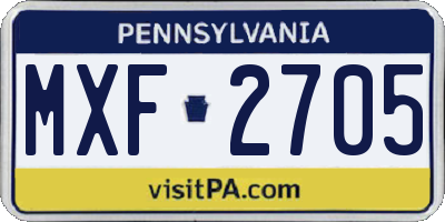 PA license plate MXF2705