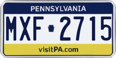 PA license plate MXF2715