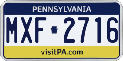 PA license plate MXF2716