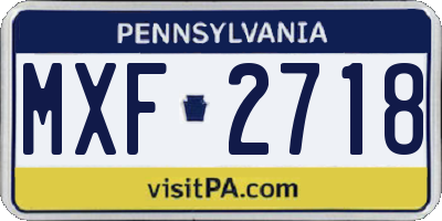 PA license plate MXF2718