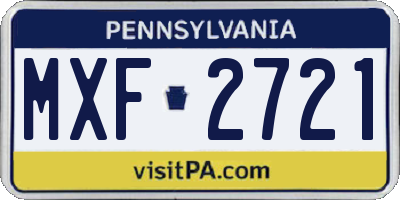 PA license plate MXF2721
