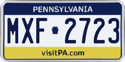 PA license plate MXF2723