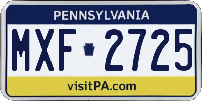 PA license plate MXF2725