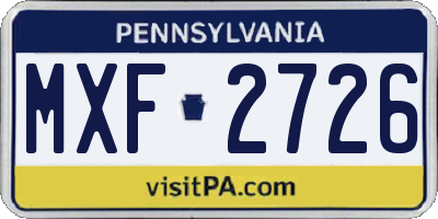 PA license plate MXF2726