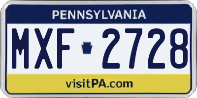 PA license plate MXF2728