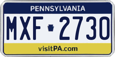 PA license plate MXF2730