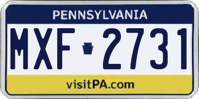 PA license plate MXF2731
