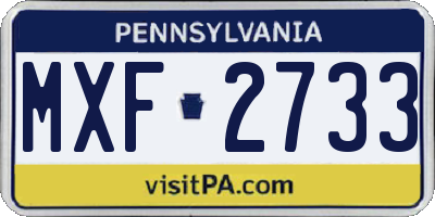 PA license plate MXF2733
