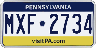 PA license plate MXF2734