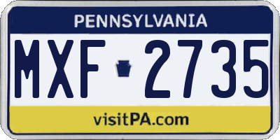 PA license plate MXF2735